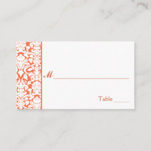 Orange and White Damask Place Cards