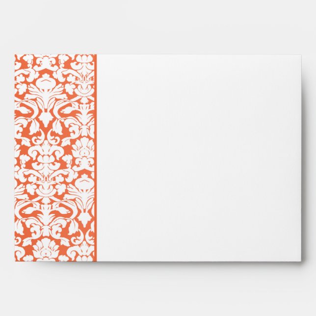Orange and White Damask Return Address A7 Envelope (Front)