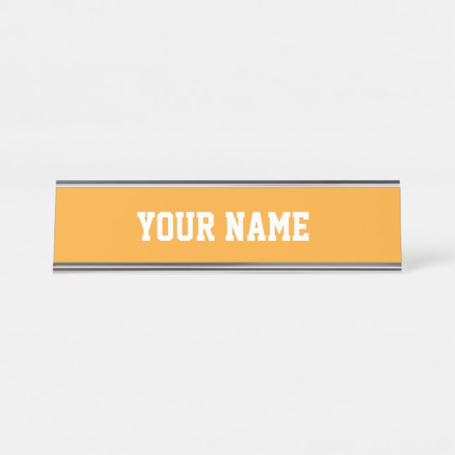 Orange and white desk name plate (Front)
