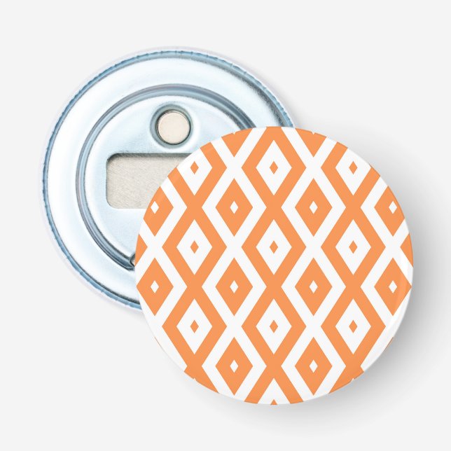 Orange and white diamond pattern bottle opener (Front)
