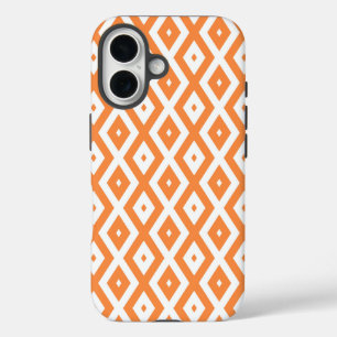 Orange and white diamond pattern iPhone 16 case