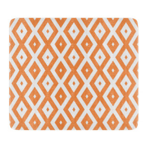Orange and white diamond pattern cutting board