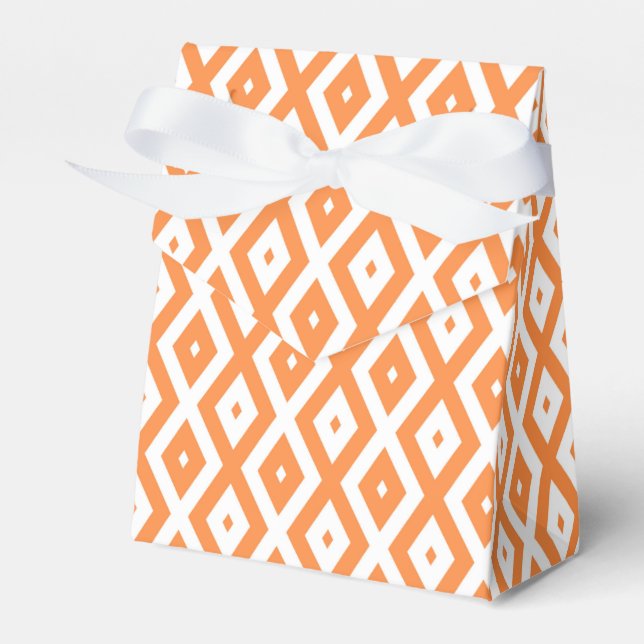 Orange and white diamond pattern favour box (Front Side)