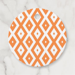 Orange and white diamond pattern favour tags