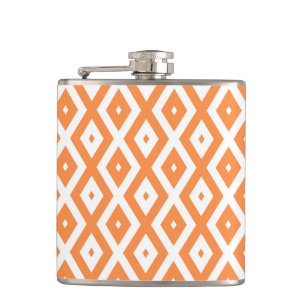 Orange and white diamond pattern hip flask