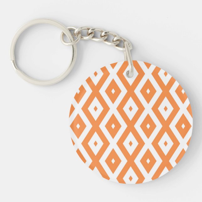 Orange and white diamond pattern key ring (Front)