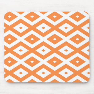 Orange and white diamond pattern mouse mat