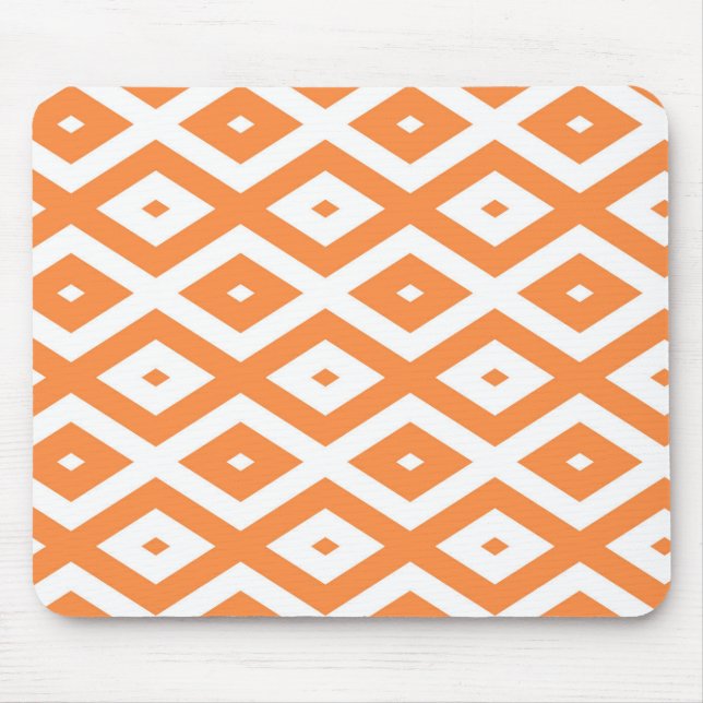 Orange and white diamond pattern mouse mat (Front)