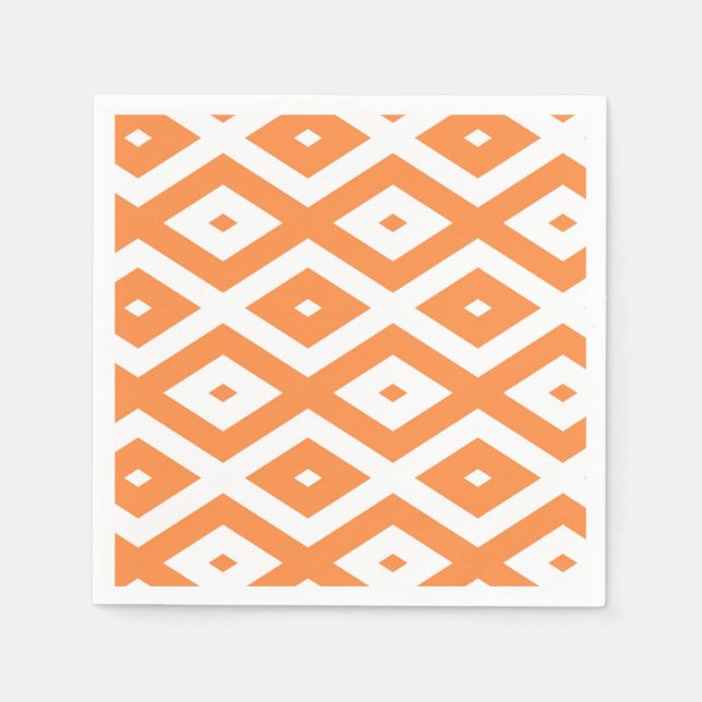 Orange and white diamond pattern napkin (Front)