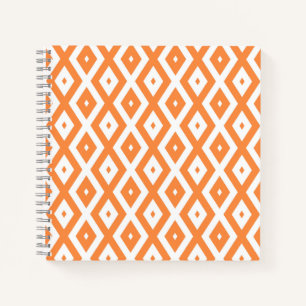 Orange and white diamond pattern notebook