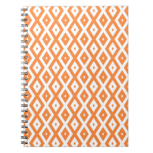 Orange and white diamond pattern notebook