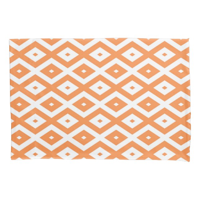 Orange and white diamond pattern pillowcase (Front)