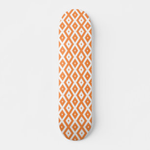 Orange and white diamond pattern skateboard