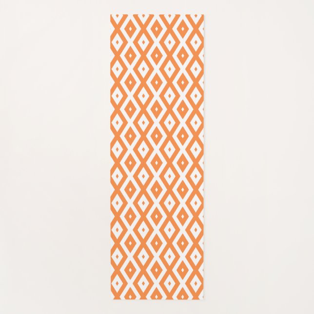 Orange and white diamond pattern yoga mat (Front)