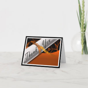Orange and White Diploma Thank You Card