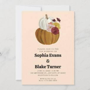 Orange and White Fall Pumpkin Yellow Wedding Invitation