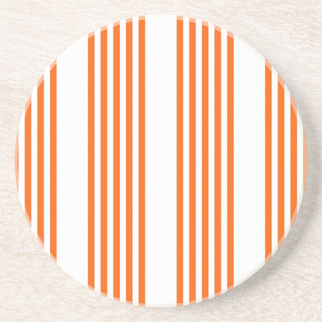 Orange and white five stripes pattern coaster (Front)