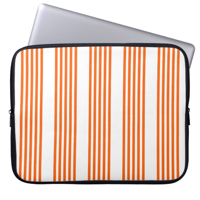 Orange and white five stripes pattern laptop sleeve (Front)