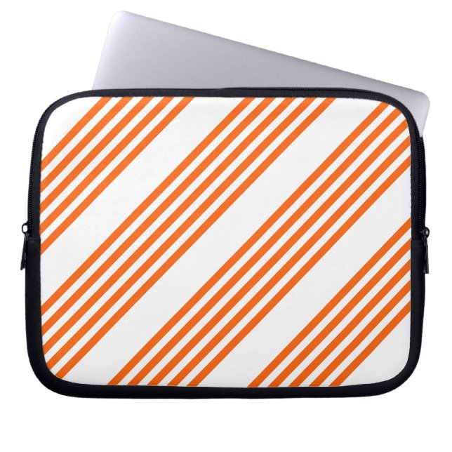 Orange and white five stripes pattern laptop sleeve (Front)