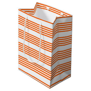 Orange and white five stripes pattern medium gift bag