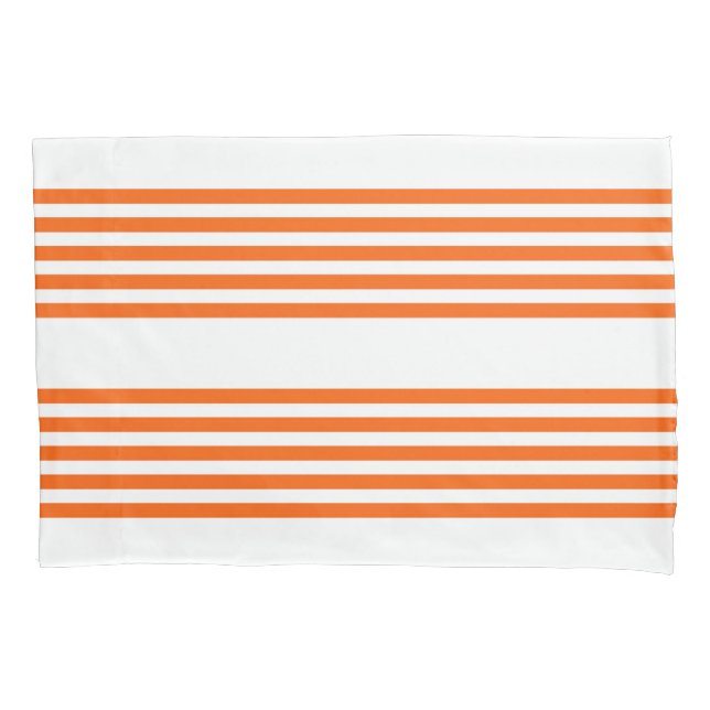 Orange and white five stripes pattern pillowcase (Front)
