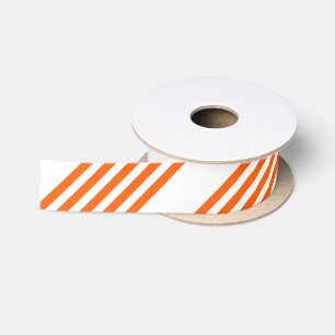 Orange and white five stripes pattern satin ribbon