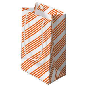 Orange and white five stripes pattern small gift bag