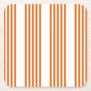 Orange and white five stripes pattern square paper coaster