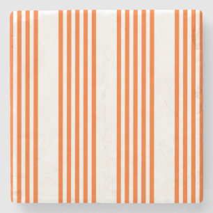 Orange and white five stripes pattern stone coaster