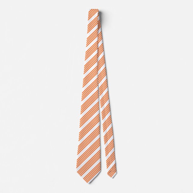 Orange and white five stripes pattern tie (Front)