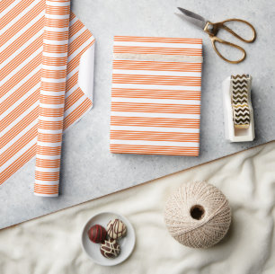 Orange and white five stripes pattern wrapping paper