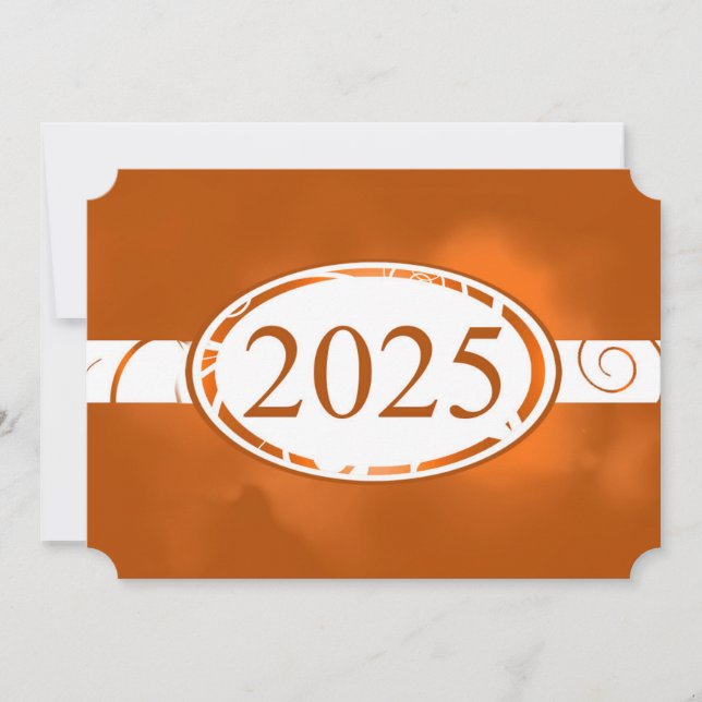 Orange and White Floral Button 2025 Card (Front)
