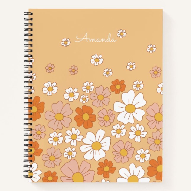 Orange and White Floral  Notebook (Front)