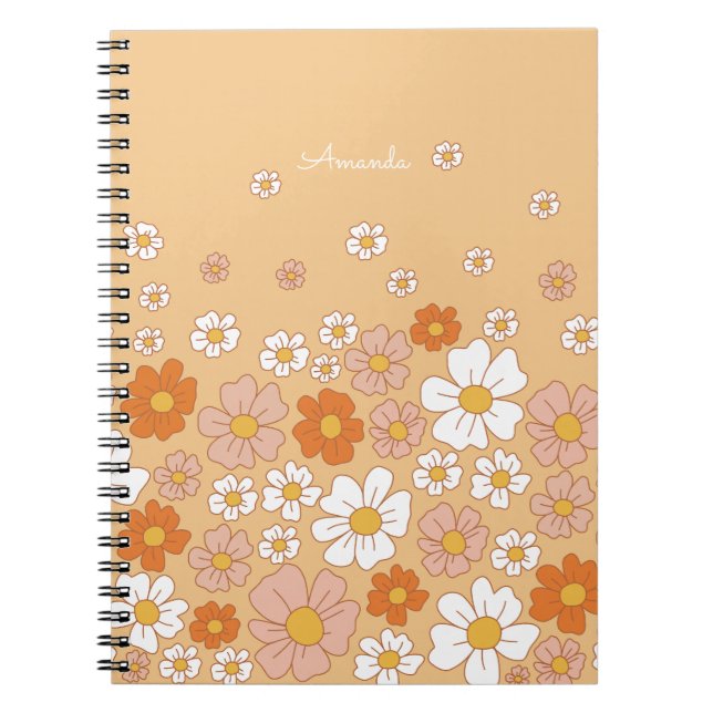 Orange and White Floral  Notebook (Front)