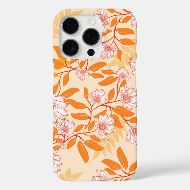 Orange and white floral pattern daisies Case-Mate iPhone case (Back)