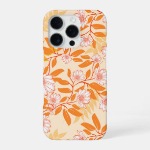 Orange and white floral pattern daisies iPhone 16 pro case