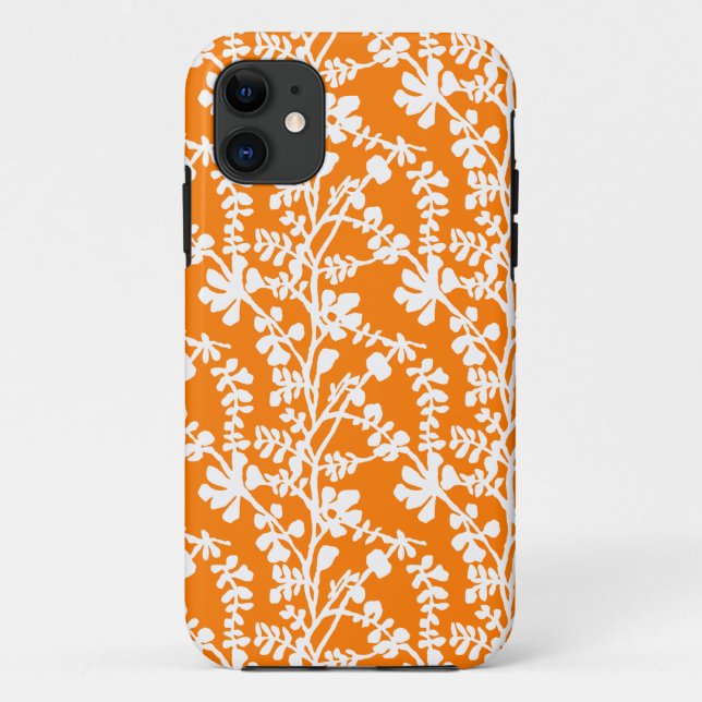 Orange And White Floral Repeating Pattern Case-Mate iPhone Case (Back)