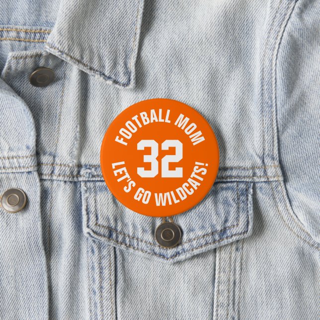 Orange and White Football Mum Jersey Number 7.5 Cm Round Badge (In Situ)