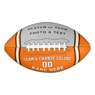 Orange and White Football with Photo, Personalised American Football
