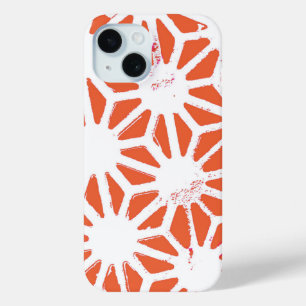 Orange and white geometric pattern iPhone 15 case
