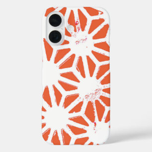 Orange and white geometric pattern iPhone 16 case