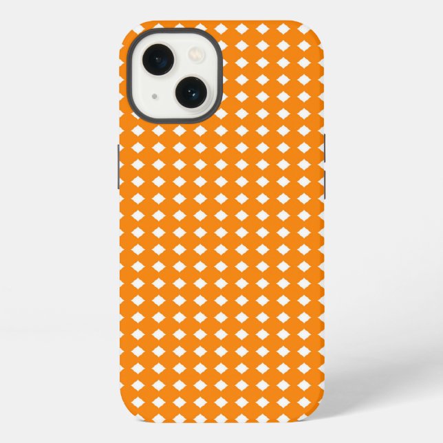 Orange and White Geometric Pattern Diamonds iPhone Case (Back)