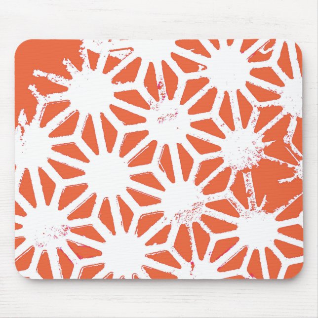 Orange and white geometric pattern mouse mat (Front)