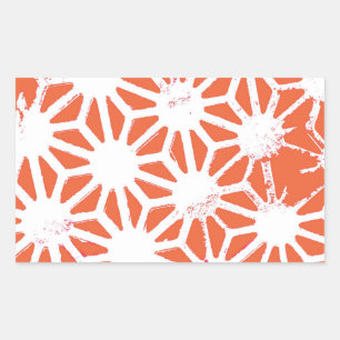 Orange and white geometric pattern rectangular sticker