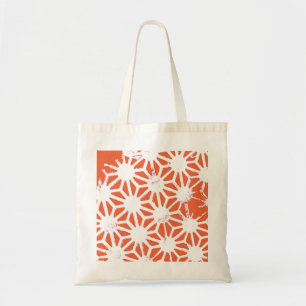 Orange and white geometric pattern tote bag
