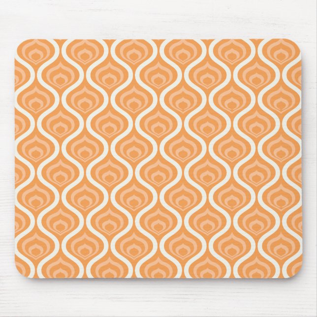 Orange and White Geometric Retro Mouse Mat (Front)