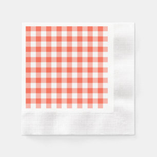 Orange And White Gingham Check Pattern Napkin