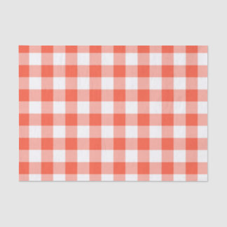 Orange And White Gingham Check Pattern Tissue Paper