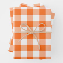 Orange and White Gingham Check Plaid