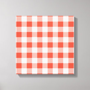 Orange and White Gingham Pattern Canvas Print